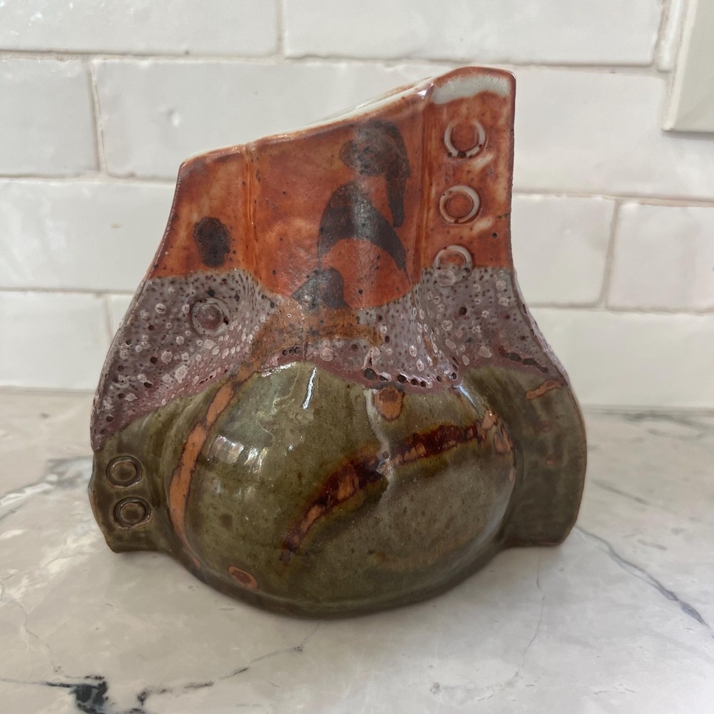 Artist pottery vase in‎ earth tones
